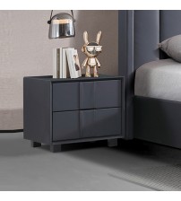 Prado Bedside Table MDF Construction Leather Upholstery Two Storage Drawers Wooden Feet